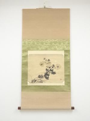 明治～大正頃　作家物　菊花図　肉筆紙本掛軸